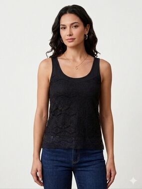 BKE Black Lace Tank Top